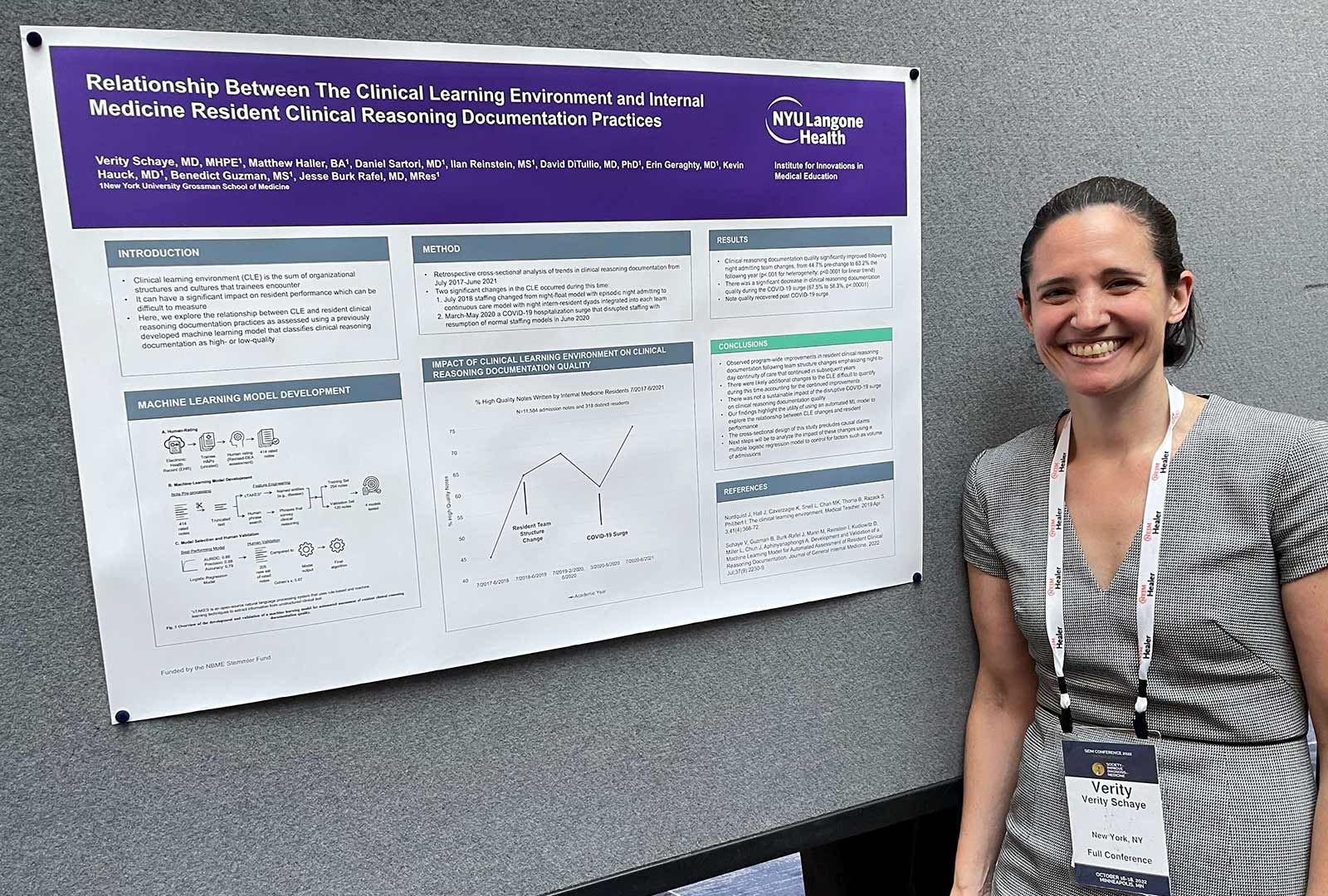Dr. Verity Schaye Presenting a Conference Poster