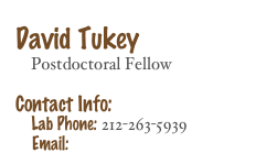 
David Tukey
    Postdoctoral Fellow

Contact Info: 
    Lab Phone: 212-263-5939
    Email: David.Tukey@nyumc.org 