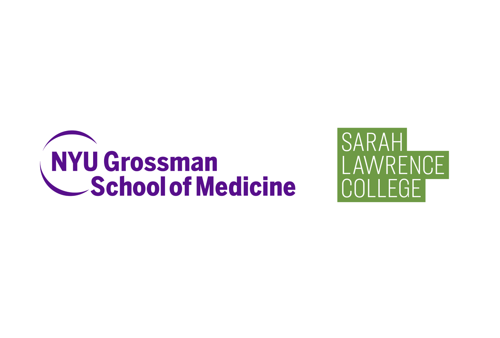 NYU Grossman School of Medicine and Sarah Lawrence College logos